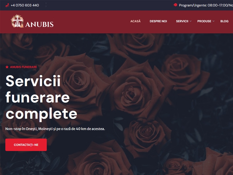 Creare website de prezentare Anubis funerare